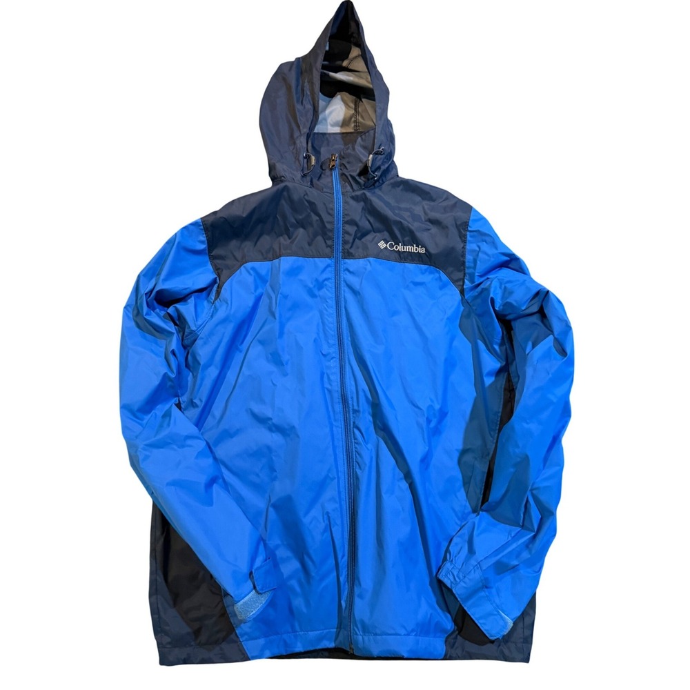 Columbia‎ Mens Packable Windbreaker Blue Hooded S Jacket Nylon